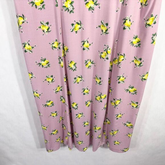 Torrid Plus Size 2X Dress Midi Challis Button Front Dress Mauve Lemon Print 1601 - Picture 11 of 16